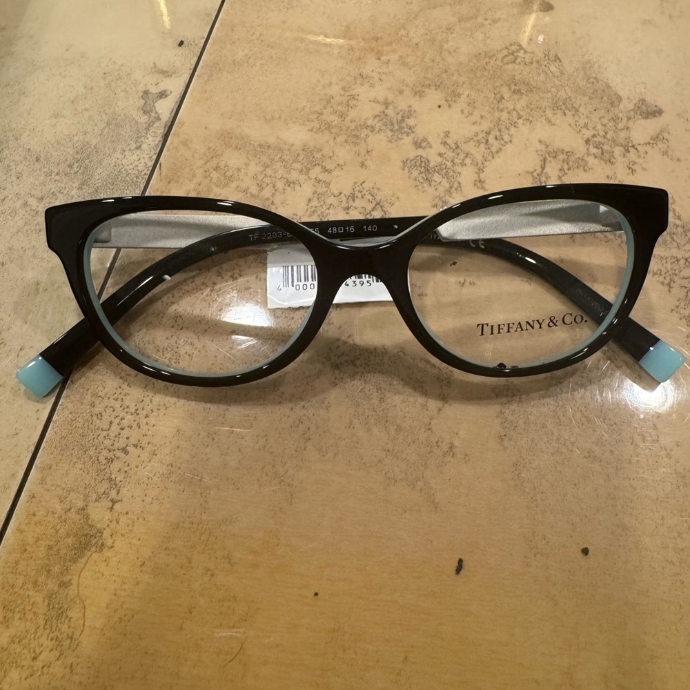 Tiffany & Co. Black Glasses with Cat-Eye Frame and Oval Lenses